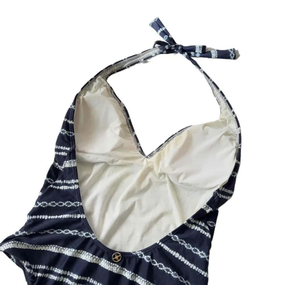 Vix Paula Hermanny Halter Tie-Back Plunge Navy Swimsuit Medium M - Picture 4 of 10